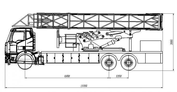 แชสซี FAW แชสซีสะพานแห่งชาติ V 15 + 2 ม. รถบรรทุกการตรวจสอบสะพานประสิทธิภาพดีมีเสถียรภาพ